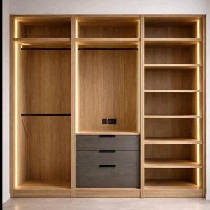 Modern Built-In Wardrobe Cabinet with LED Lighting